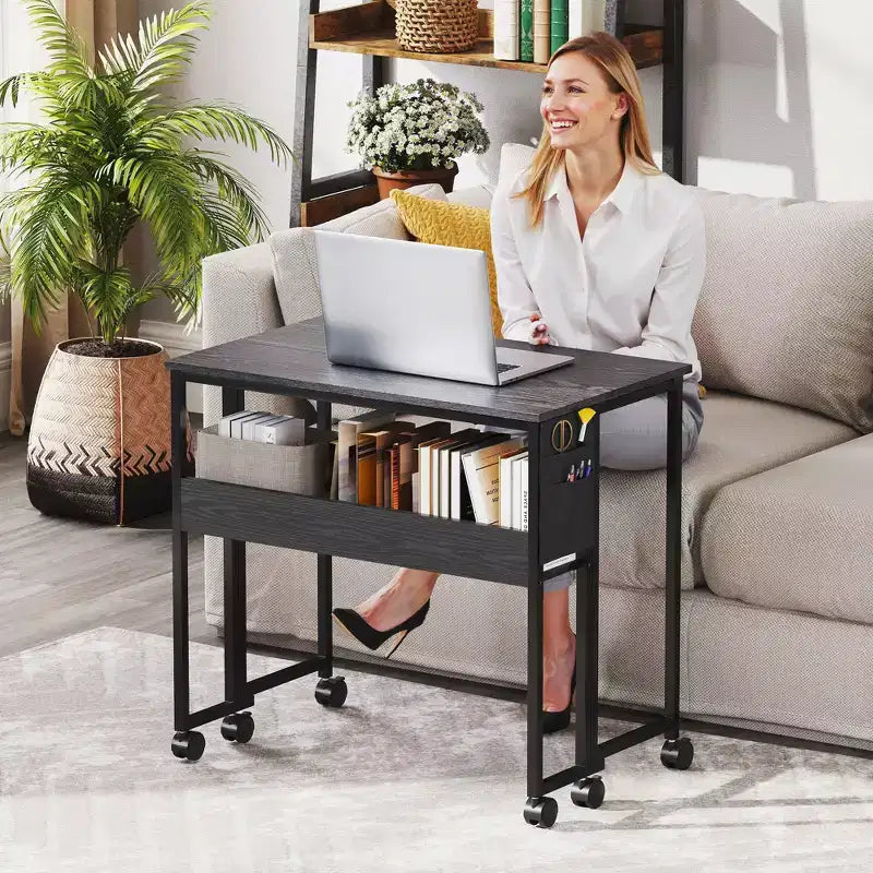 Petit Bureau Pliant, Bureau Informatique Pliable de 80 cm avec Sac de Rangement