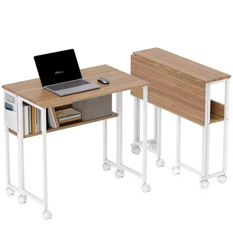 Petit Bureau Pliant, Bureau Informatique Pliable de 80 cm avec Sac de Rangement