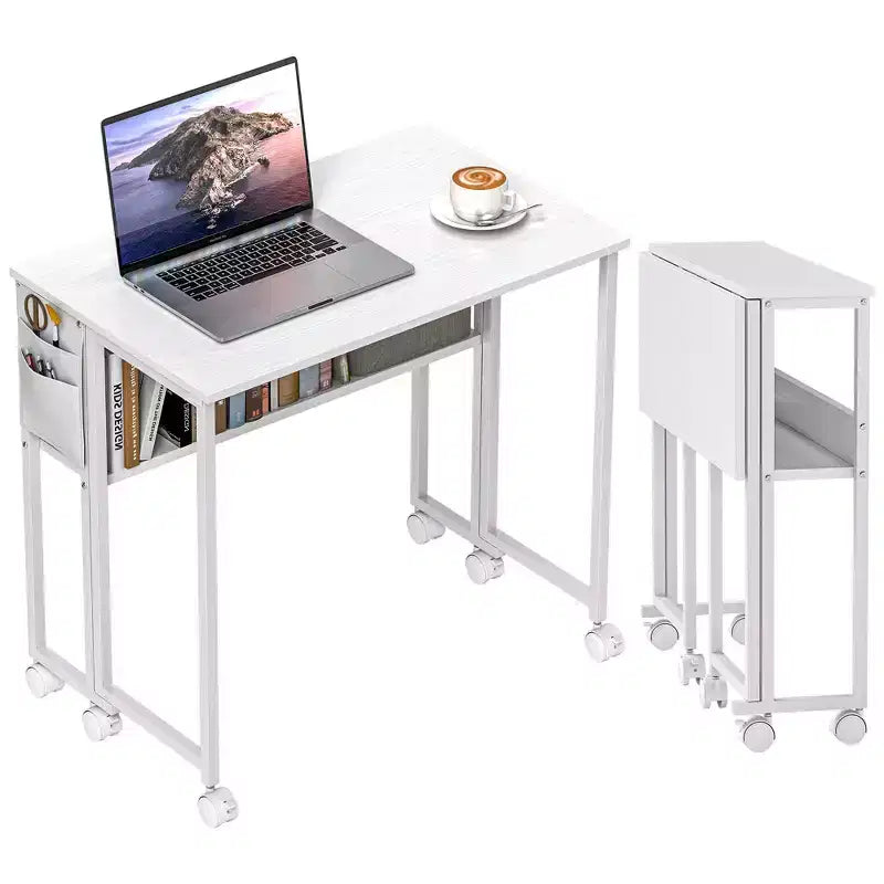 Petit Bureau Pliant, Bureau Informatique Pliable de 80 cm avec Sac de Rangement