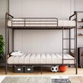 Heavy Duty Metal Twin Over Twin Bunk Bed for Kids, Convertible Design with Guardrails and Ladders, Noise-Free, No Box Spring Required.