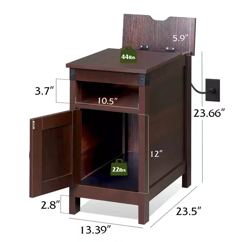 Table de Chevet de Ferme pour Salon avec Station de Recharge