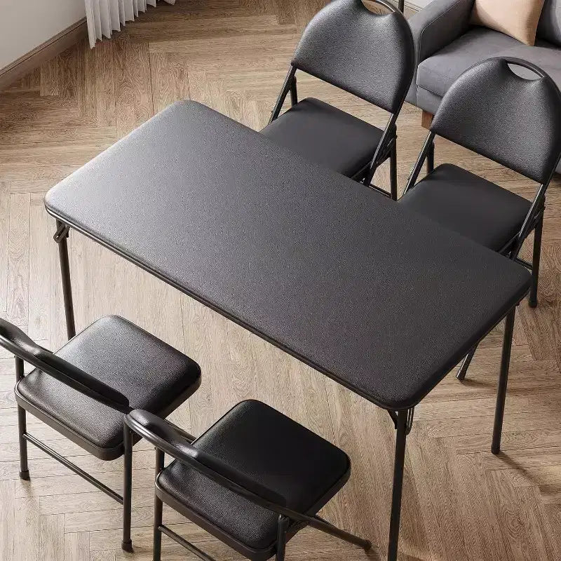 Table pliante portable avec surface en cuir PU, cadre métallique robuste