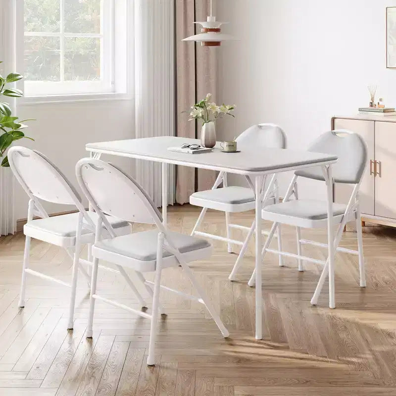 Table pliante portable avec surface en cuir PU, cadre métallique robuste