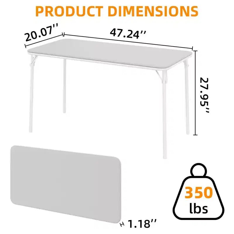 Table pliante portable avec surface en cuir PU, cadre métallique robuste