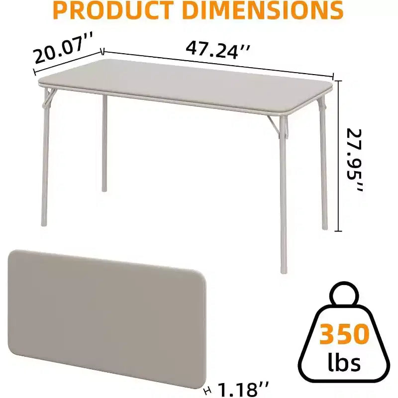 Table pliante portable avec surface en cuir PU, cadre métallique robuste