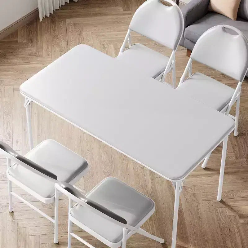 Table pliante portable avec surface en cuir PU, cadre métallique robuste