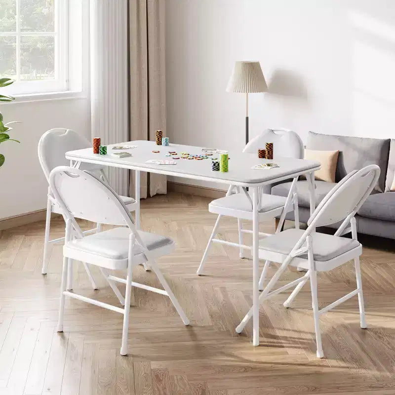 Table pliante portable avec surface en cuir PU, cadre métallique robuste