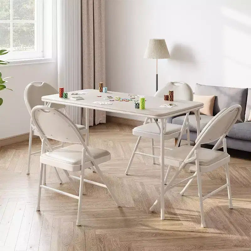 Table pliante portable avec surface en cuir PU, cadre métallique robuste
