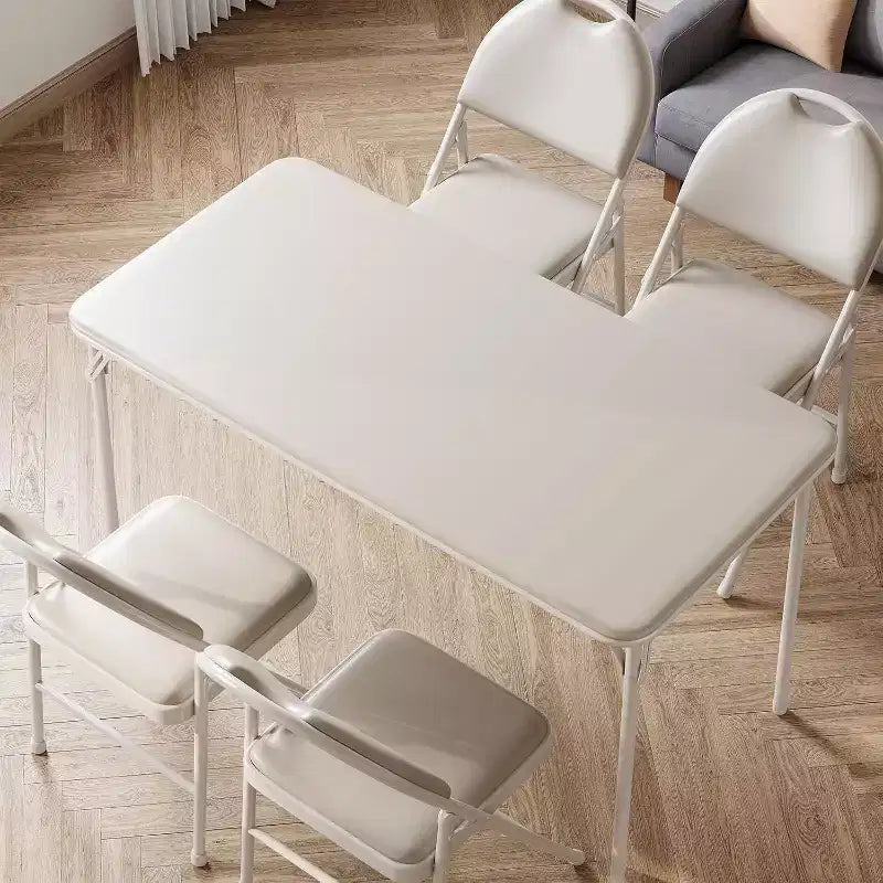 Table pliante portable avec surface en cuir PU, cadre métallique robuste