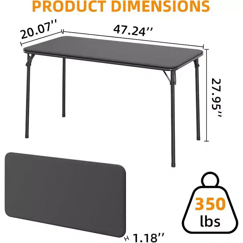 Table pliante portable avec surface en cuir PU, cadre métallique robuste