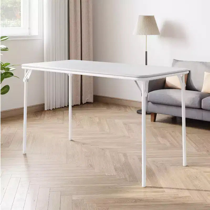 Table pliante portable avec surface en cuir PU, cadre métallique robuste
