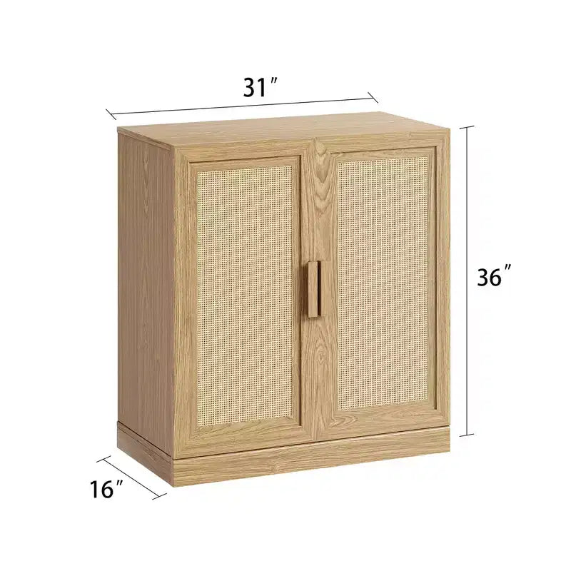 Buffet imitation grain de bois, meuble de rangement avec étagères réglables