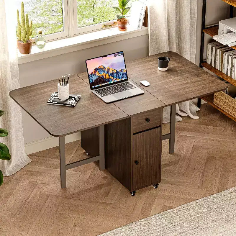 Table à manger pliante avec rallonges pour petit espace, rectangulaire