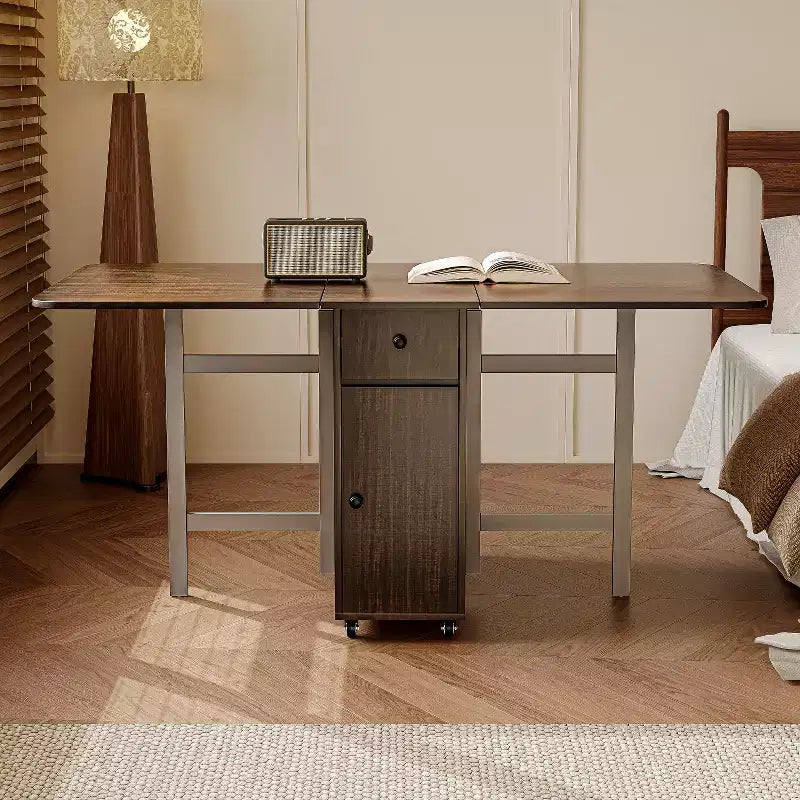 Table à manger pliante avec rallonges pour petit espace, rectangulaire