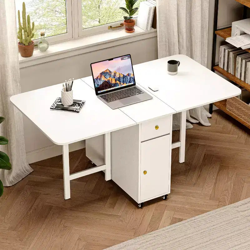 Table à manger pliante avec rallonges pour petit espace, rectangulaire