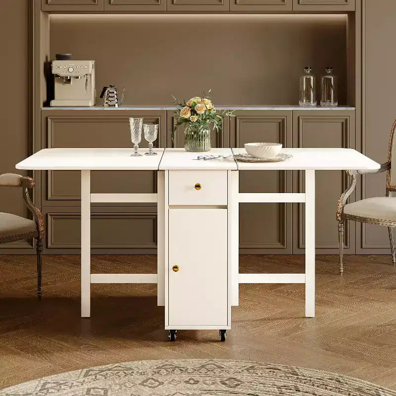 Table à manger pliante avec rallonges pour petit espace, rectangulaire