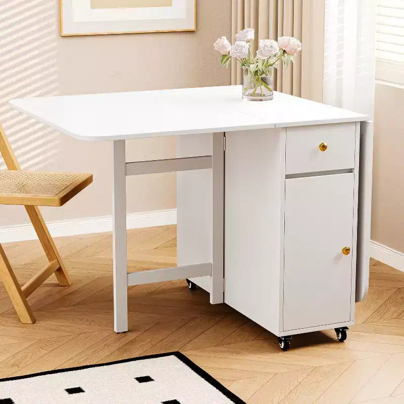 Table à manger pliante avec rallonges pour petit espace, rectangulaire