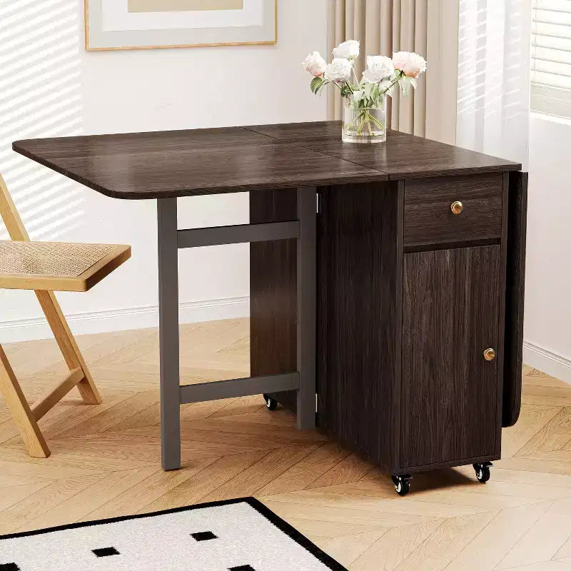 Table à manger pliante avec rallonges pour petit espace, rectangulaire