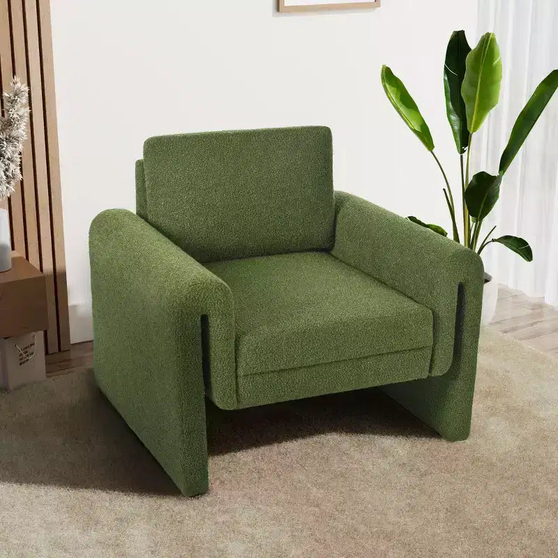 Okak Accent Chairs for Bedroom, Modern Boucle Upholstered Accent Chair, Sturdy Support and Luxurious Comfort, Green