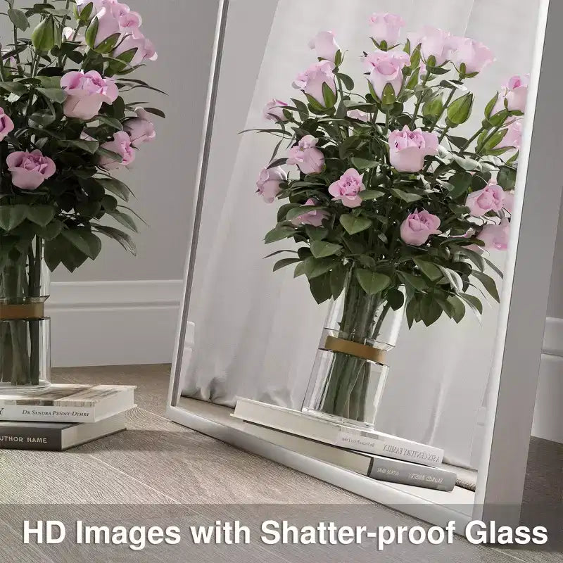 Miroir rectangulaire pleine longueur, cadre en alliage d'aluminium argenté, miroir sur pied