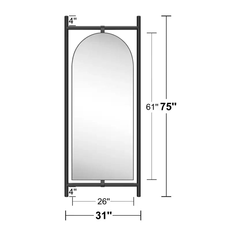 Miroir rectangulaire pleine longueur, cadre en alliage d'aluminium argenté, miroir sur pied