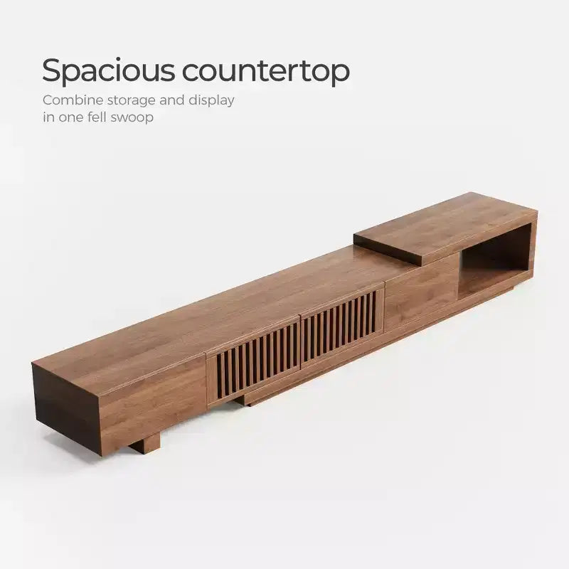 Meuble TV extensible 2 tiroirs de 199,5 cm de style milieu de siècle
