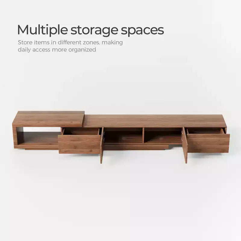 Meuble TV extensible 2 tiroirs de 199,5 cm de style milieu de siècle