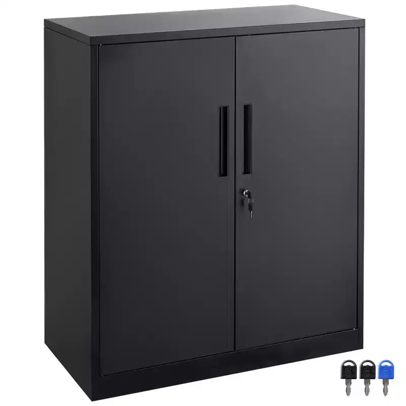 VEVOR Metal Storage Cabinet with 2 Magnetic Doors and 2 Adjustable Shelves, 200 lbs Capacity per Shelf, Locking Steel Storage Cabinet