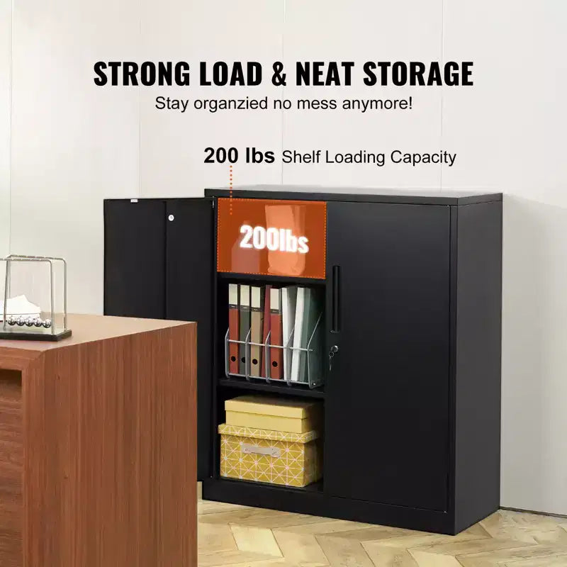 Armoire de rangement métallique avec 2 portes magnétiques et 2 étagères réglables