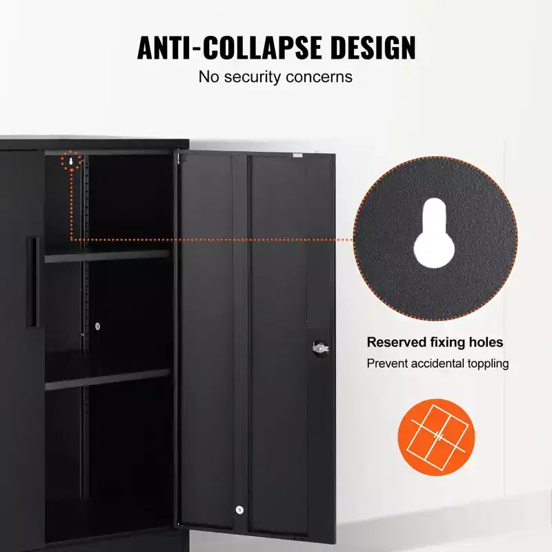 Armoire de rangement métallique avec 2 portes magnétiques et 2 étagères réglables