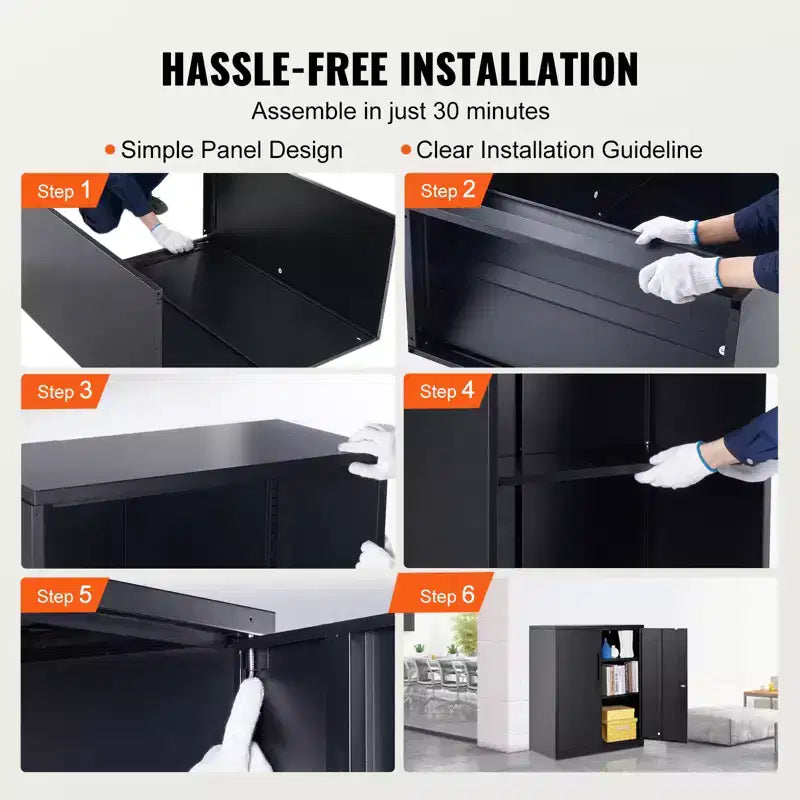 Armoire de rangement métallique avec 2 portes magnétiques et 2 étagères réglables