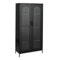 Storied Home Solstice Tall Metal Curio Cabinet, Black