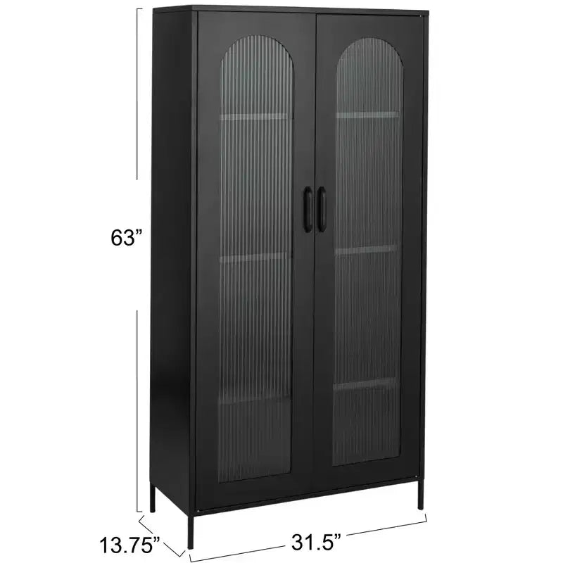 Meuble vitrine haut en métal, noir