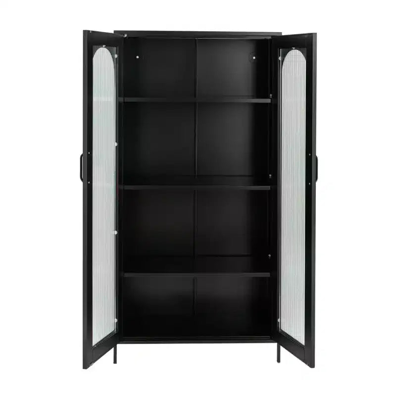 Meuble vitrine haut en métal, noir