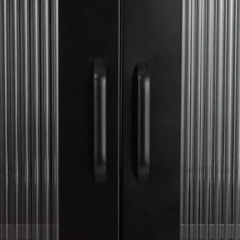 Meuble vitrine haut en métal, noir