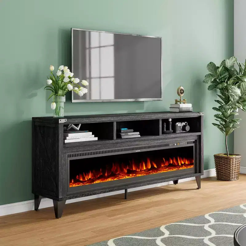 Meuble TV de 65 po avec foyer électrique de 60 po à vitre