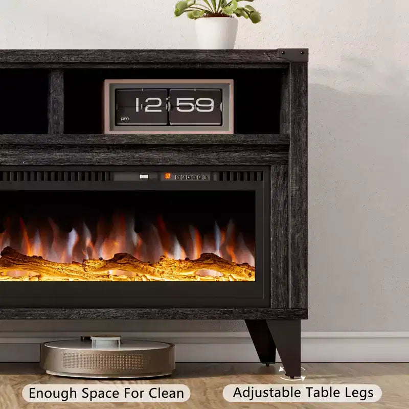 Meuble TV de 65 po avec foyer électrique de 60 po à vitre