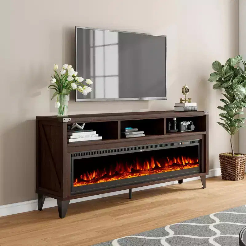 Meuble TV de 65 po avec foyer électrique de 60 po à vitre