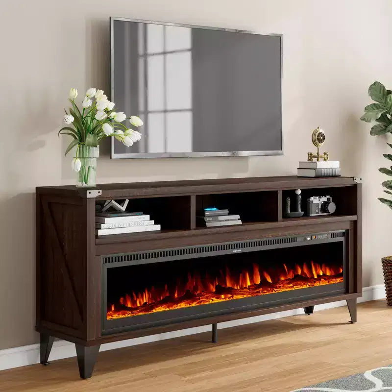 Meuble TV de 65 po avec foyer électrique de 60 po à vitre