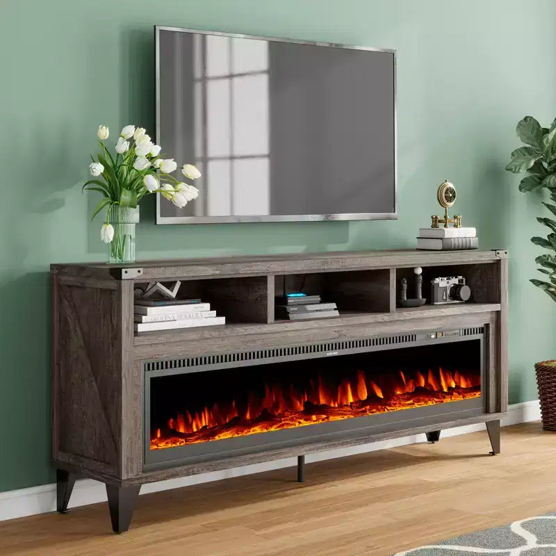 Meuble TV de 65 po avec foyer électrique de 60 po à vitre