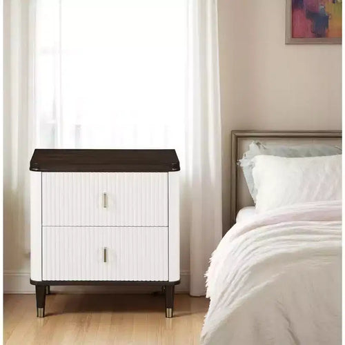 GDFStudio Jean 2-Drawer Wood Nightstand with USB Port