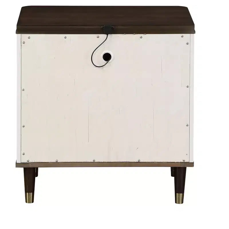 Table de chevet en bois à 2 tiroirs avec port USB