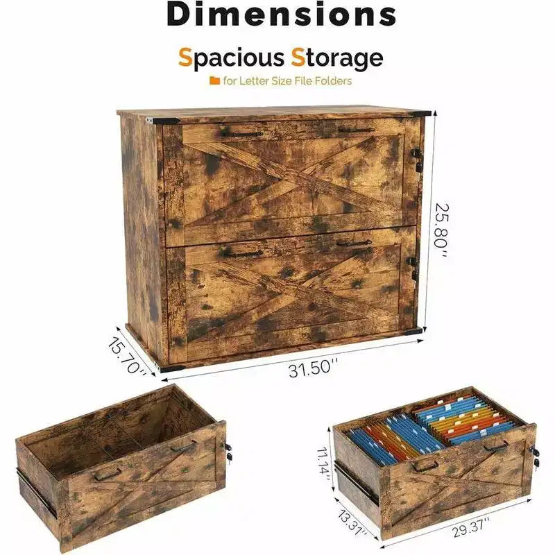 Classeur latéral brun en panneaux de particules de 80 cm de large à 2 tiroirs