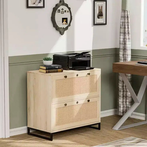Karl Home 2-Drawer Beige MDF 29.53in. W Lateral File Cabinet