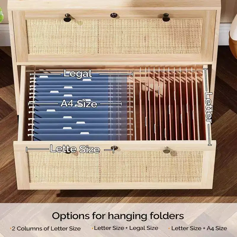 Classeur latéral en MDF beige à 2 tiroirs de 75 cm de large