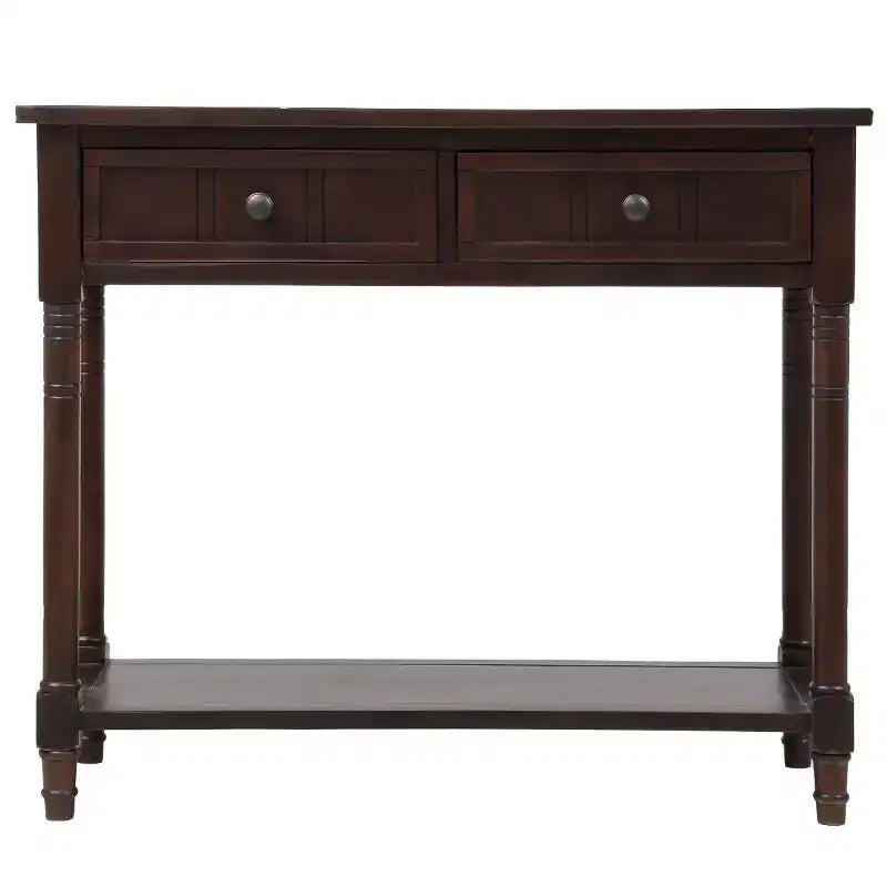 Console de style traditionnel avec deux tiroirs et une étagère inférieure