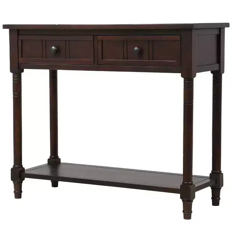 Console de style traditionnel avec deux tiroirs et une étagère inférieure