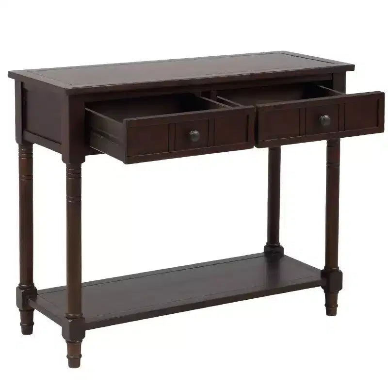Console de style traditionnel avec deux tiroirs et une étagère inférieure