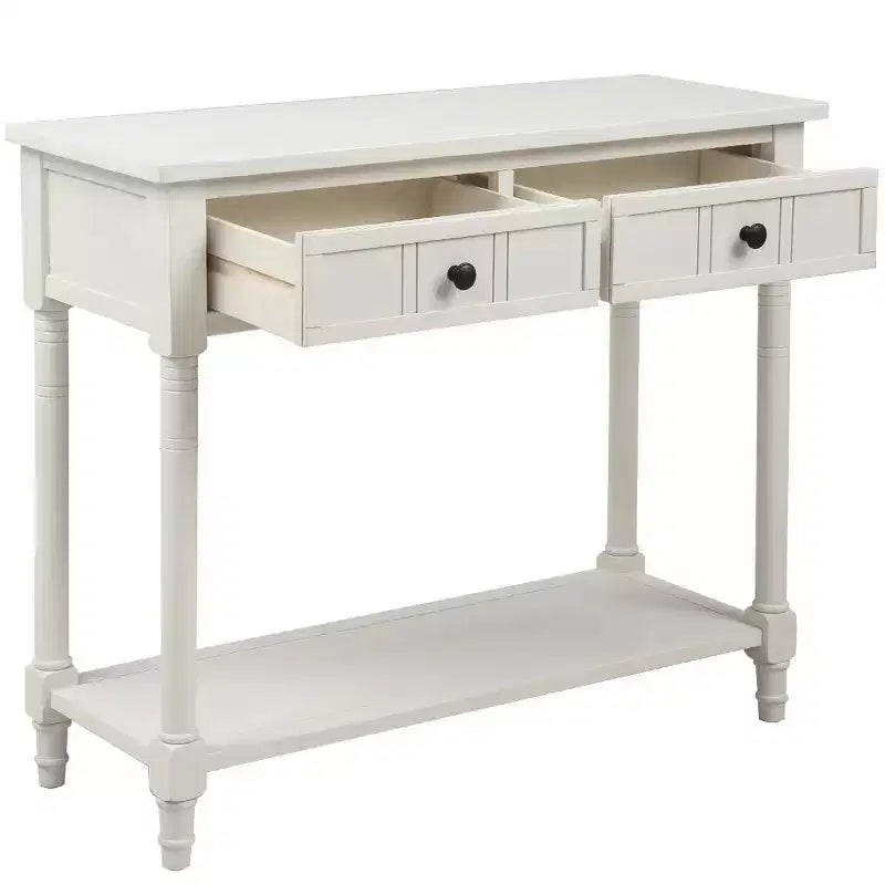 Console de style traditionnel avec deux tiroirs et une étagère inférieure