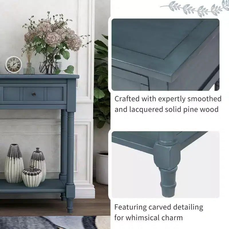 Console de style traditionnel avec deux tiroirs et une étagère inférieure